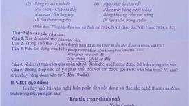 Đề thi môn Văn lớp 10 tỉnh Thanh Hóa năm 2025 có đáp án
