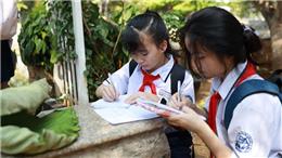 Học sinh trải nghiệm các trạm cảm xúc dự thi Văn hay chữ tốt