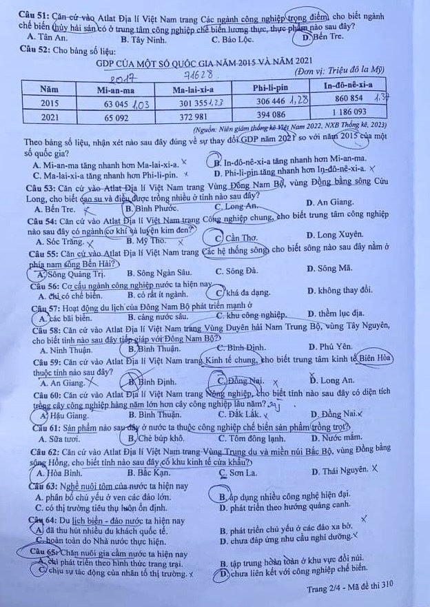 Gợi ý bài giải môn Địa lý thi tốt nghiệp THPT 2024