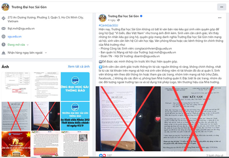 Trường ĐH Sài Gòn tiếp tục cảnh báo sinh viên với hình thức lừa đảo mới