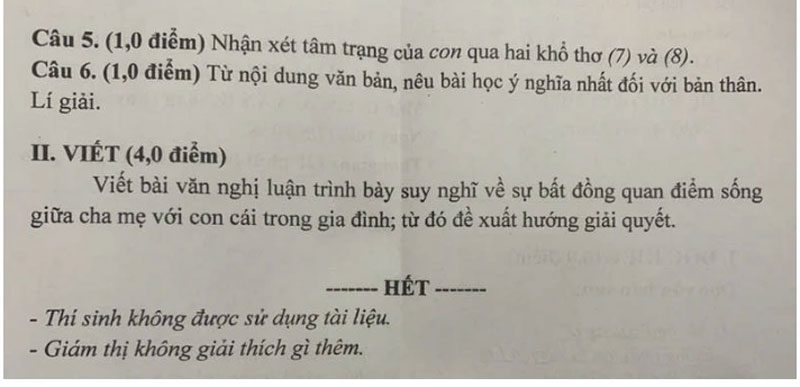 Tỉnh đầu tiên thi lớp 10, đề và đáp án môn ngữ văn