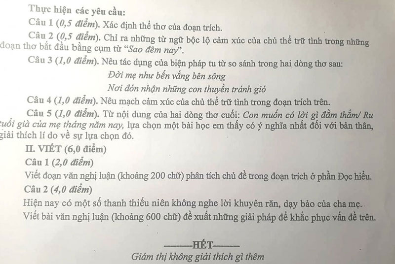 Đề thi và đáp án môn Ngữ văn tuyển sinh lớp 10 năm 2025 tỉnh Bình Dương