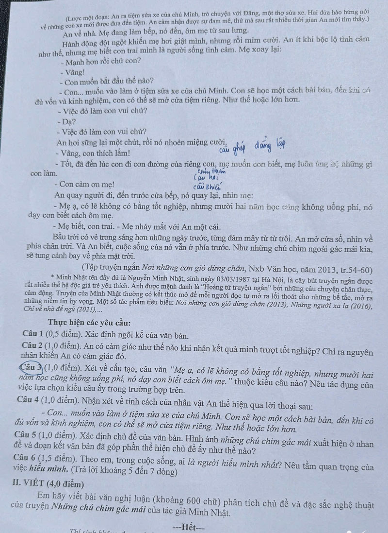 Đề thi chính thức lớp 10 môn Ngữ văn tại Đồng Nai năm 2025