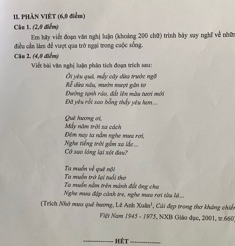 Đề thi môn Văn kỳ thi tuyển sinh lớp 10 năm 2025 tỉnh Phú Thọ kèm hướng dẫn giải
