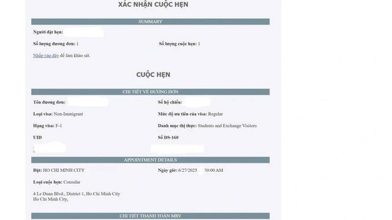 Nhiều du học sinh Việt đăng ký được lịch phỏng vấn visa Mỹ, suất trống hết nhanh