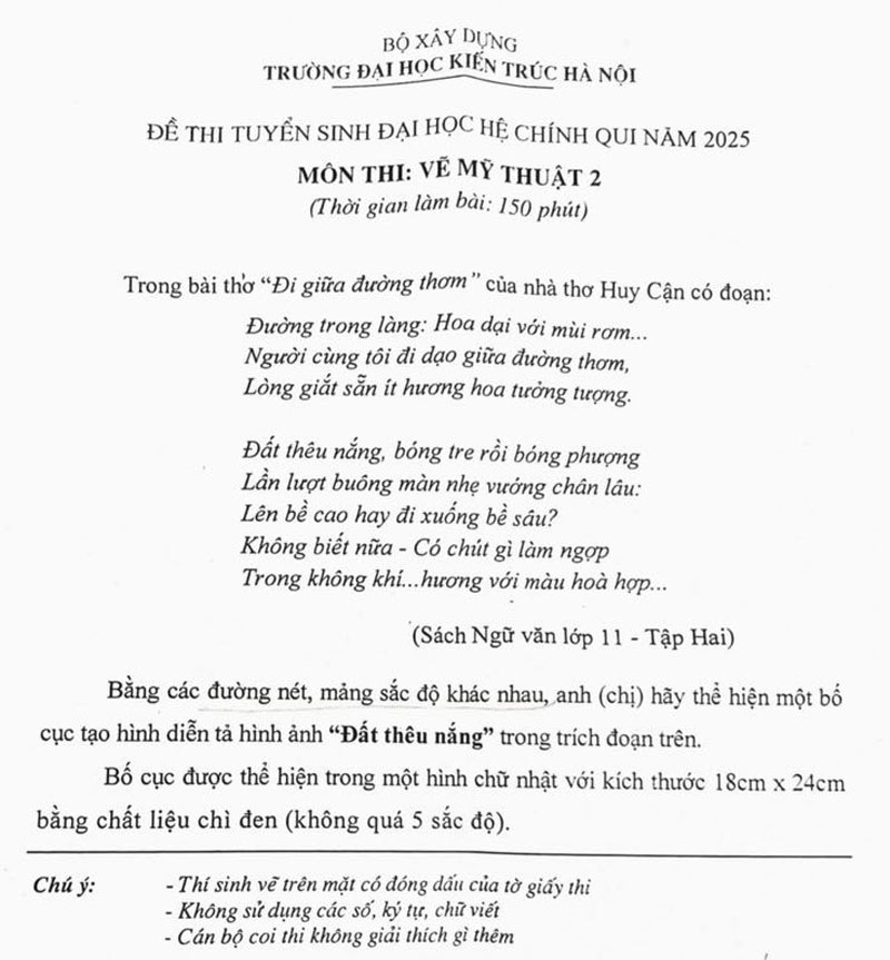 Đề thi môn Vẽ Mỹ thuật mà... ngỡ như đề thi Văn