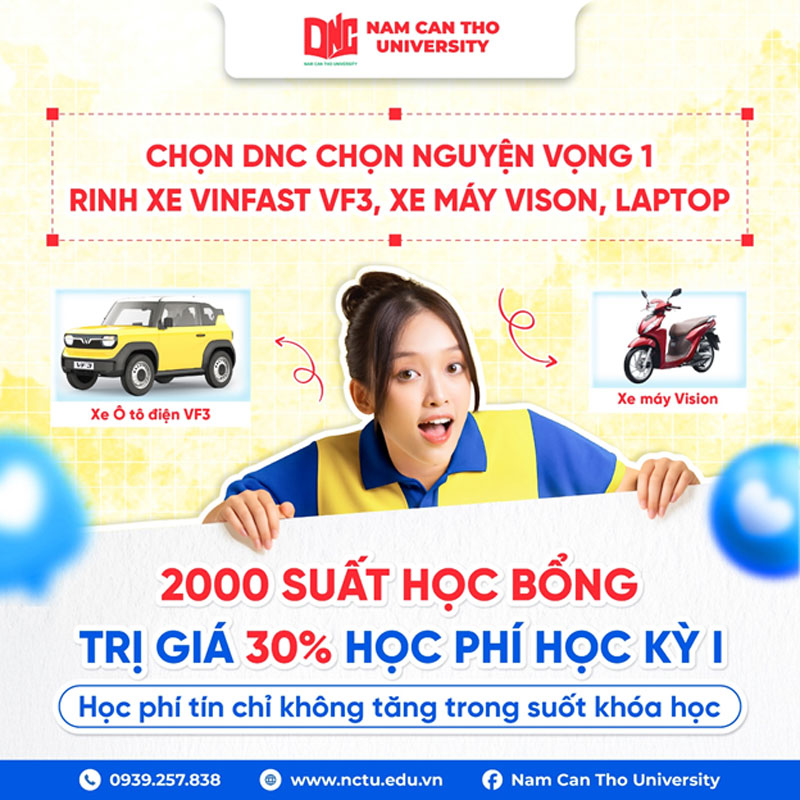 Trường ĐH Nam Cần Thơ công bố điểm sàn xét tuyển đại học chính quy năm 2025