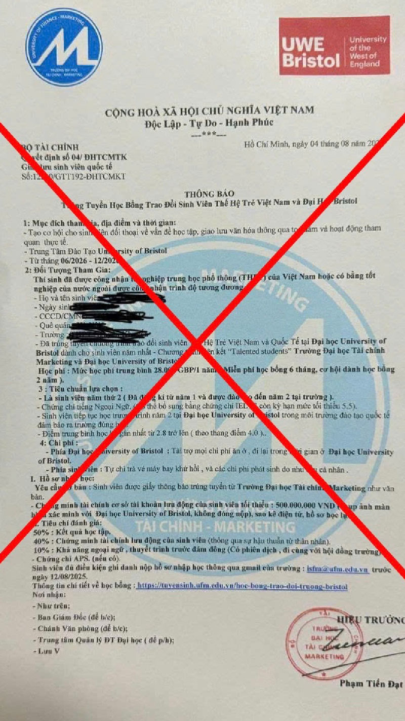 Nhiều trường ĐH- CĐ cảnh báo tình trạng giấy báo trúng tuyển giả