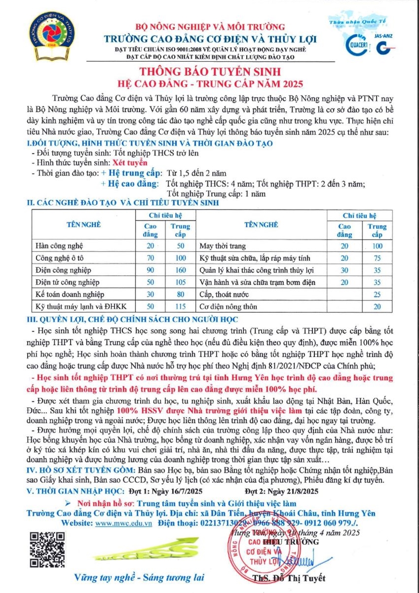 Trường Cao đẳng Cơ điện và Thủy Lợi