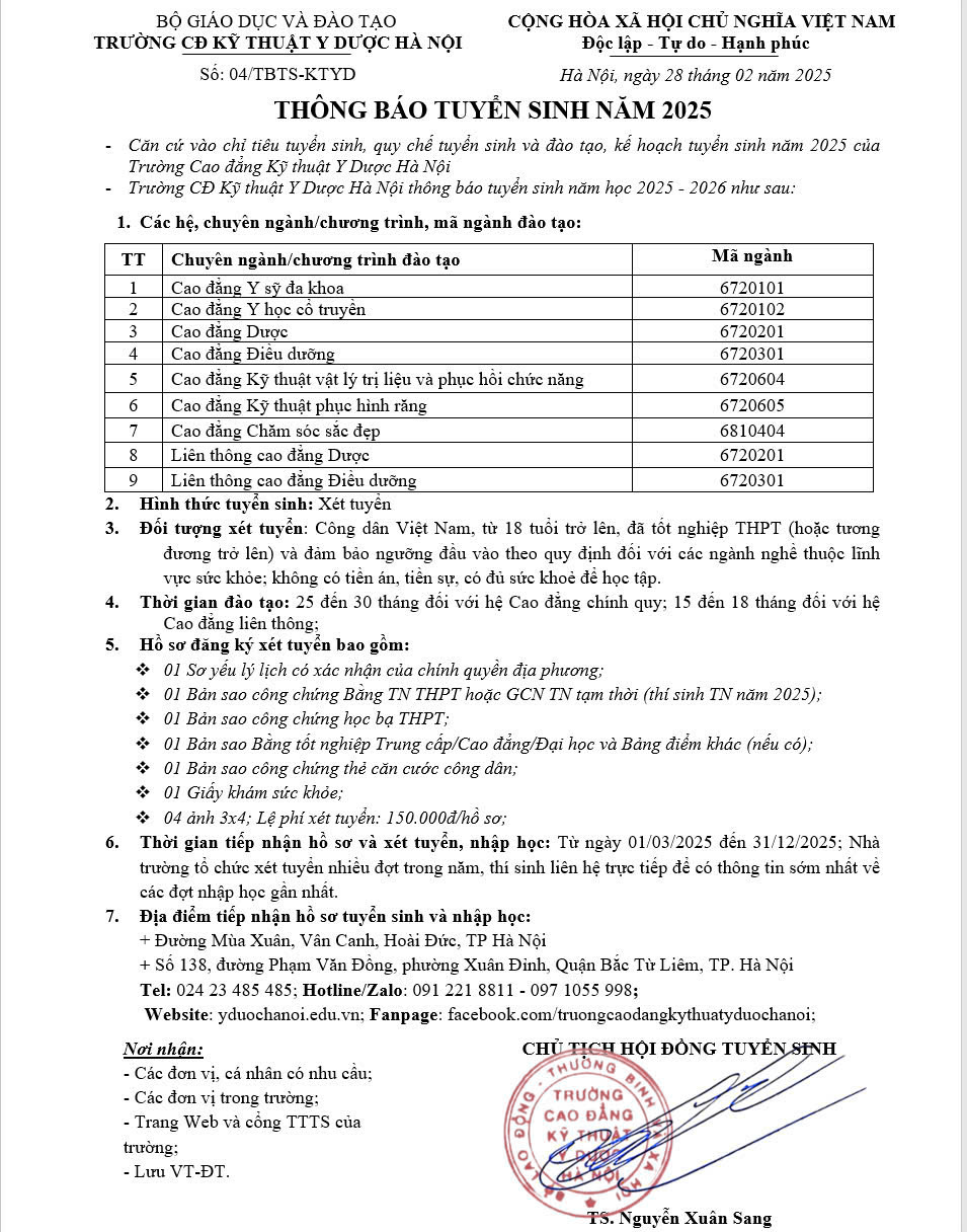 Trường Cao đẳng Kỹ thuật Y Dược Hà Nội