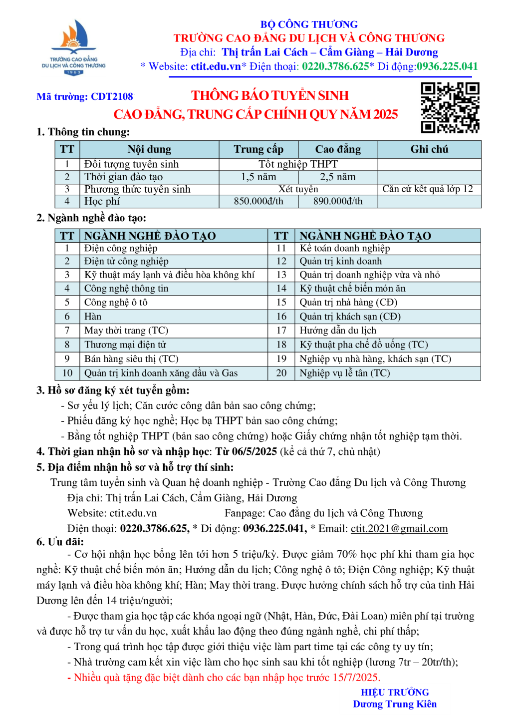 Trường Cao đẳng Du lịch và Công thương