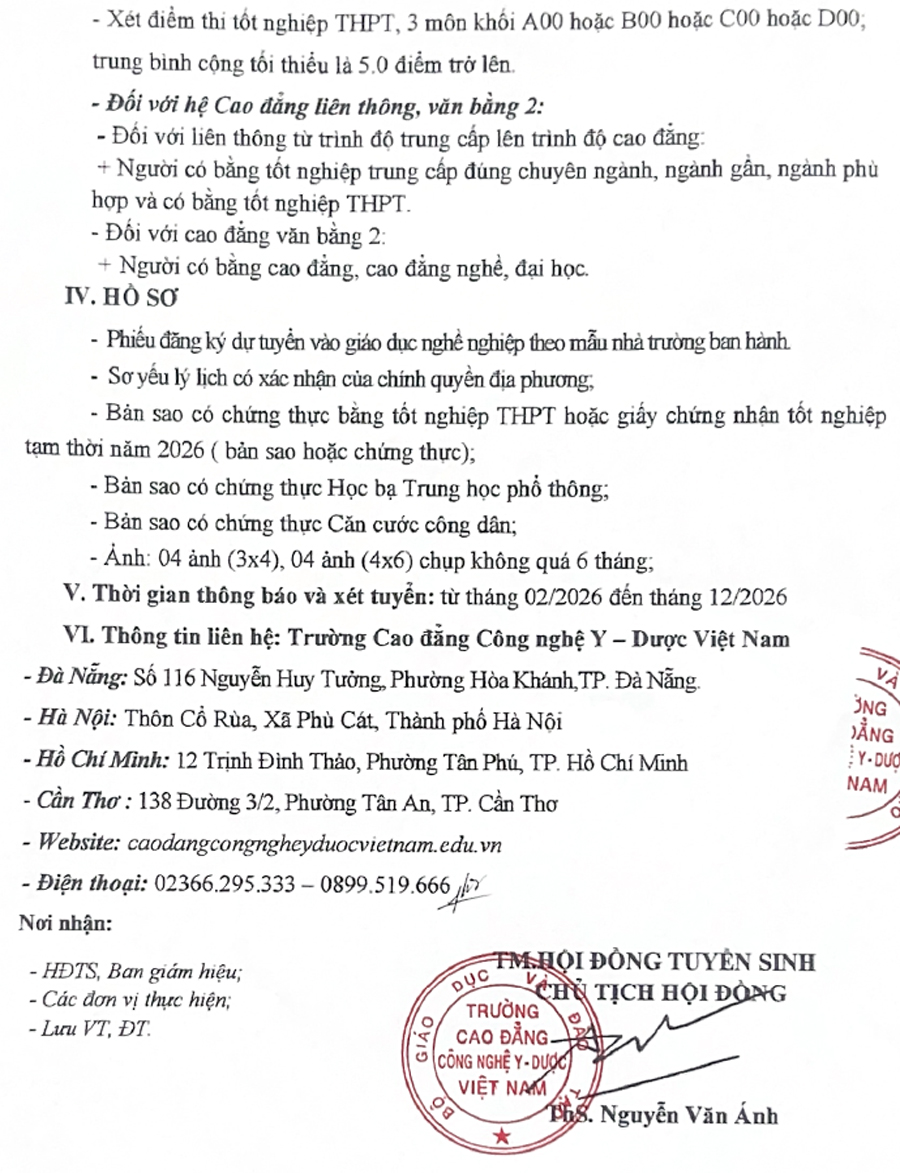 Trường Cao đẳng Công nghệ Y – Dược Việt Nam