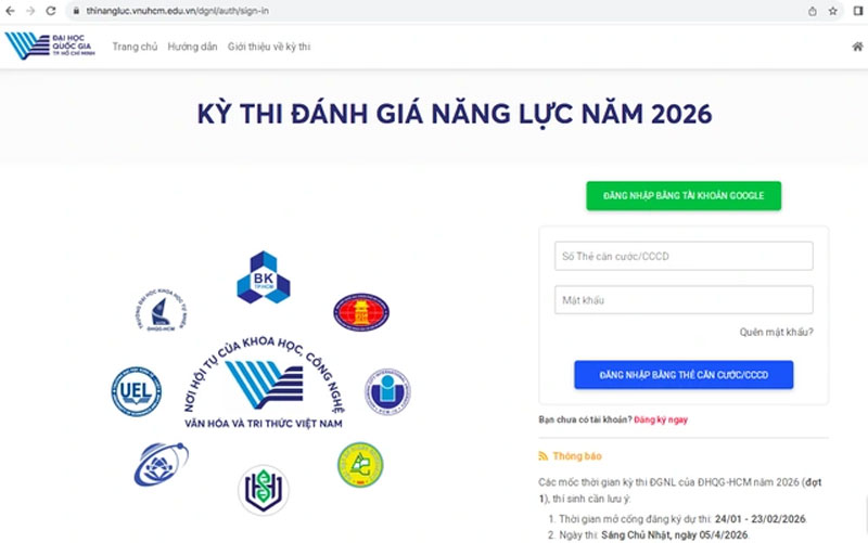 Xem điểm thi đánh giá năng lực ĐH Quốc gia TP.HCM ở đâu?