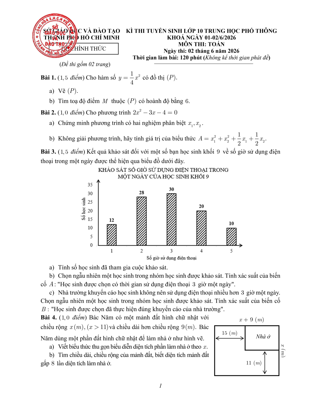 Sở GD - ĐT TP.HCM công bố đáp án chính thức kỳ thi tuyển sinh lớp 10 năm 2026