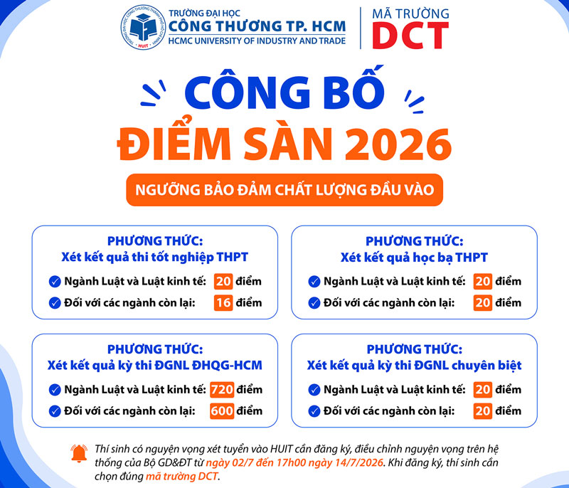 Điểm sàn Trường ĐH Kiến Trúc TPHCM, Trường ĐH Công Thương TPHCM và Trường ĐH Công Nghiệp TPHCM