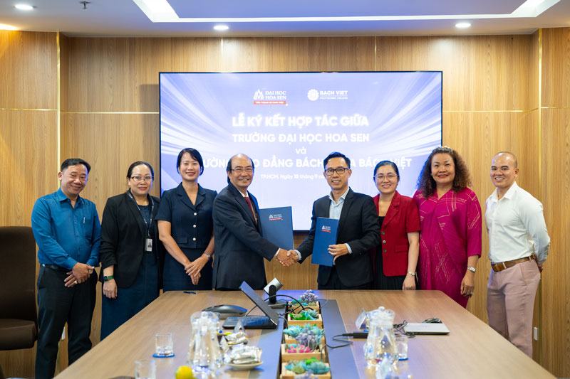 Cao đẳng Bách khoa Bách Việt ký kết hợp tác toàn diện với đại học Hoa Sen